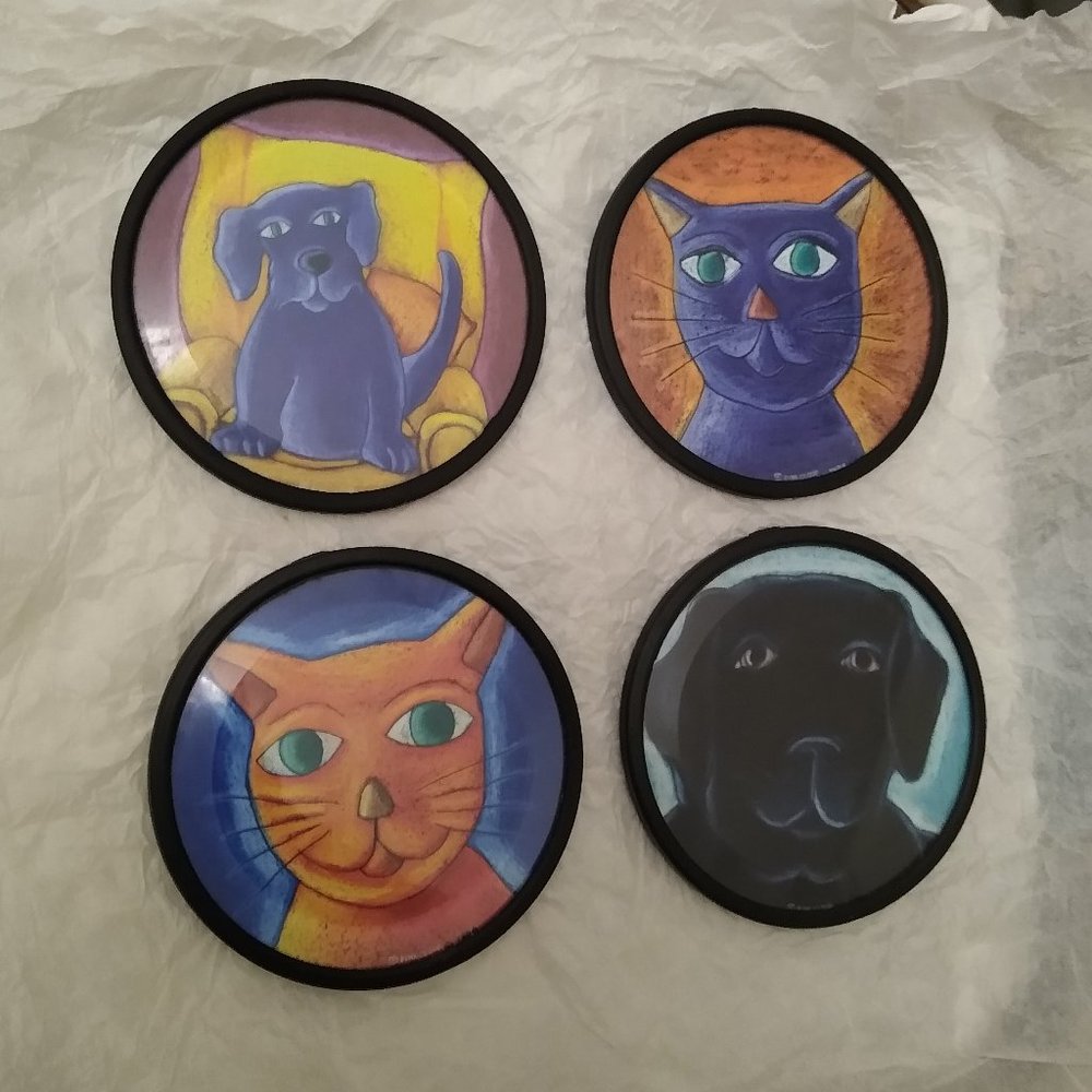 Set of 4 Dog & Cat Coasters🐶😺